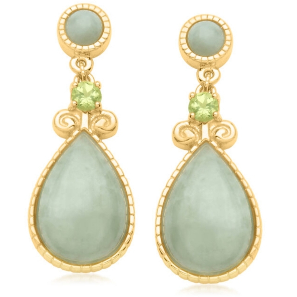 Ross-Simons Jade 18kt Gold Plated Peridot Drop Earrings